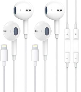 2 packs-apple earbuds for iphone headphones wired earphones [apple mfi certified] built-in microphone & volume control, noise isolating headsets compatible with iphone 13/12/11/xr/xs/x/8/7/se