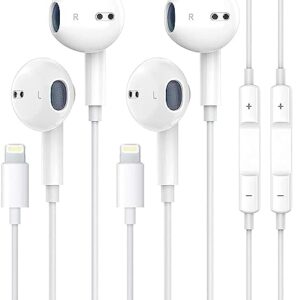 2 Packs-Apple Earbuds for iPhone Headphones Wired Earphones [Apple MFi Certified] Built-in Microphone & Volume Control, Noise Isolating Headsets Compatible with iPhone 13/12/11/XR/XS/X/8/7/SE