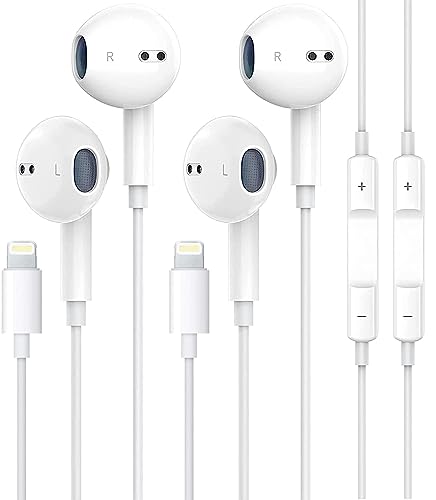 2 Packs-Apple Earbuds for iPhone Headphones Wired Earphones [Apple MFi Certified] Built-in Microphone & Volume Control, Noise Isolating Headsets Compatible with iPhone 13/12/11/XR/XS/X/8/7/SE