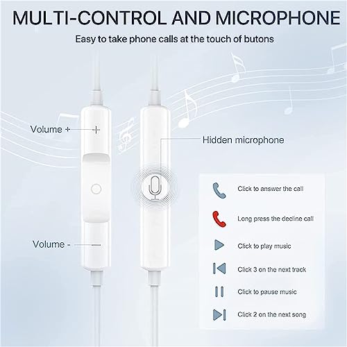 2 Packs-Apple Earbuds for iPhone Headphones Wired Earphones [Apple MFi Certified] Built-in Microphone & Volume Control, Noise Isolating Headsets Compatible with iPhone 13/12/11/XR/XS/X/8/7/SE