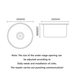 Recessed Single Bowl Kitchen Sink Round Corner Single Bowl Floor Mounted Kitchen Sink Stainless Steel Dining Room Sink