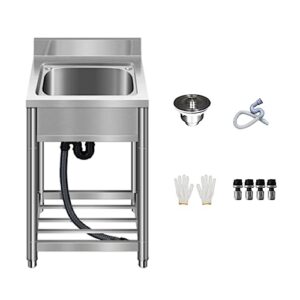 single bowl stainless steel standing sink, kitchen sink, commercial sink, small utility sink, portable hand washing sink for kitchen, dining room, garage bar, laundry room (color : type a, size : 55