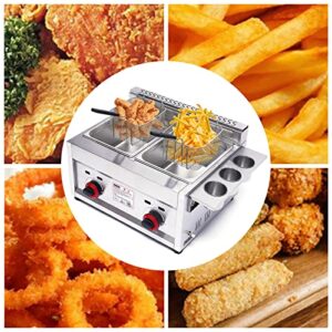 6L*2Commercial Stainless Deep Fryer,Counter top gas fryer,double tank electric fryer with basket,for restaurants, gourmet stores, family gatherings