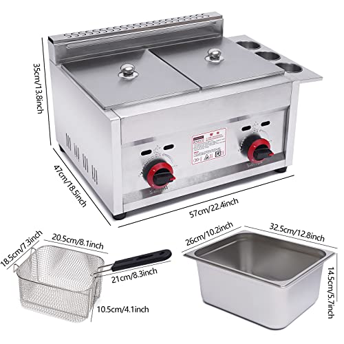 6L*2Commercial Stainless Deep Fryer,Counter top gas fryer,double tank electric fryer with basket,for restaurants, gourmet stores, family gatherings