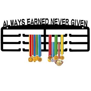 Nicoport Medal Display Hanger Wall Mounted Iron Medal Display Rack Decorative Black Medal Holder with Inspirational Words 30-45 Medals Large Storage Capacity Medal Hanger for Living Room Bedroom