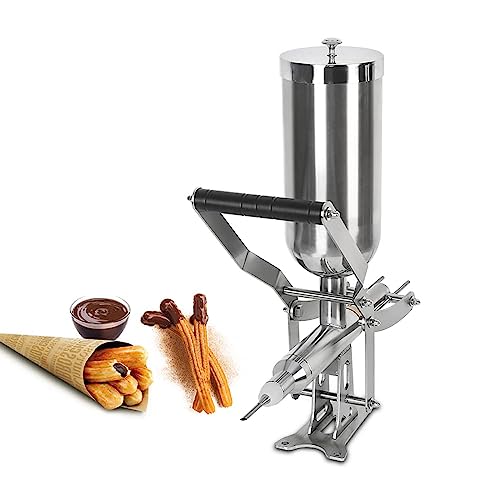 Commercial Churro Filler, 4.5L Manual Churro Maker Machine, Core Diameter: 6 mm, Stainless Steel Fruit Donut 商用油条灌装机，4.5 升手动油条制造机，芯直径：6 毫米，不锈钢水果甜甜圈灌装机，适用于餐厅、自助餐厅、面包店、家庭Filling Machine, for Restaurant