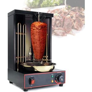 cenap shawarma machine doner, electric vertical doner with temperature adjustment switch and 2 burners, electric 2400w motor, great for roast turkey, taco roast, and roast chicken