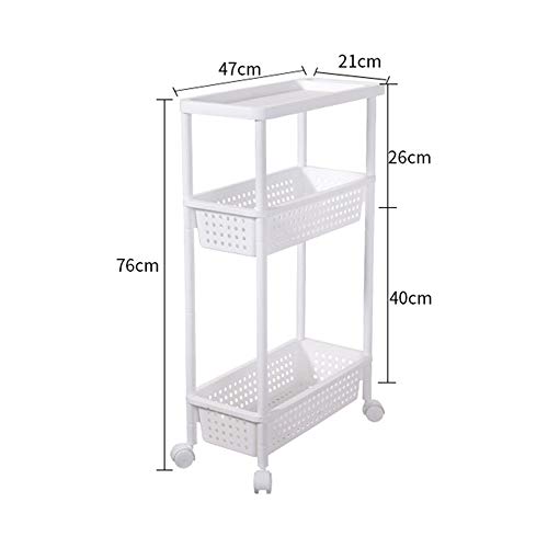 TEmkin Floating Shelves Storage Rack with Wheels, Floor Multi-Layer Storage Rack Trolley Kitchen Bedroom Bathroom Mobile Storage Rack Drain Shelf (Color : 4-Floors) (3 Floors)