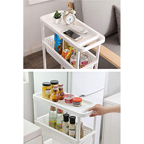 TEmkin Floating Shelves Storage Rack with Wheels, Floor Multi-Layer Storage Rack Trolley Kitchen Bedroom Bathroom Mobile Storage Rack Drain Shelf (Color : 4-Floors) (3 Floors)