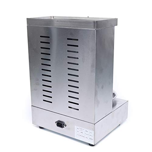 Gas Shawarma Machine, 110V Stainless Steel Propane Vertical Doner Kebab Machine, Commercial LPG Meat Broiler, Home Spinning Grill, Rotisserie Oven with 1 Burner Top Tray for Restaurant Kitchen