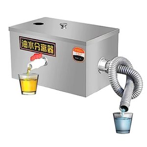 oiakus Commercial Grease Trap, Stainless Steel Grease Trap, Waste Water Oil-Water Separator Under Sink W/Top Inlet, for Kitchen, Restaurant, Canteen, Factory, Home