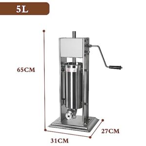 BADEZ Hand Crank Churro Maker, 5L Stainless Steel Spanish Churro Machine, with 4 Nozzles, Commercial Latin Fruit Machine for Restaurants Cafeterias Bakeries Home