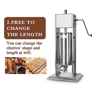 BADEZ Hand Crank Churro Maker, 5L Stainless Steel Spanish Churro Machine, with 4 Nozzles, Commercial Latin Fruit Machine for Restaurants Cafeterias Bakeries Home