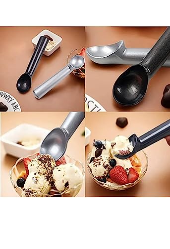 KHADLAN Ice Cream Scoop, Anti Freeze, Non-Stick Aluminium material - 7 inches (Black)