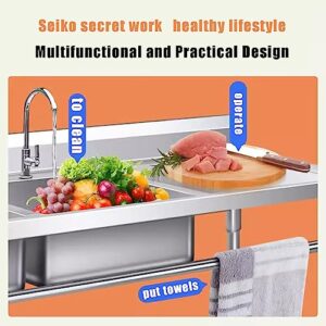 ZXLBTNB Freestanding Single Bowl Sink Kitchen Sink 201 Stainless Steel Commercial Sink with Faucet for Restaurant Kitchen Laundry Room Garage Indoor Outdoor 100 * 50 * 80cm leftslot