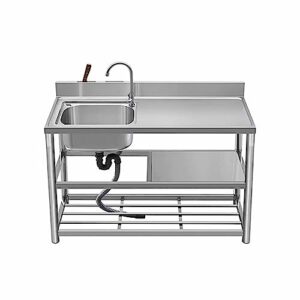 kitchen sinks, stainless sink, water trough,stainless steel material, 200mm groove depth, double turret design, all steel drain, suitable for kitchen, bathroom, balcony, bar, hotel, hospital, school (