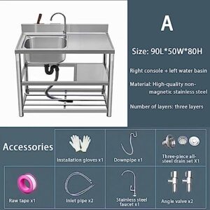 Kitchen sinks, stainless sink, water trough,Stainless steel material, 200mm groove depth, double turret design, all steel drain, suitable for kitchen, bathroom, balcony, bar, hotel, hospital, school (