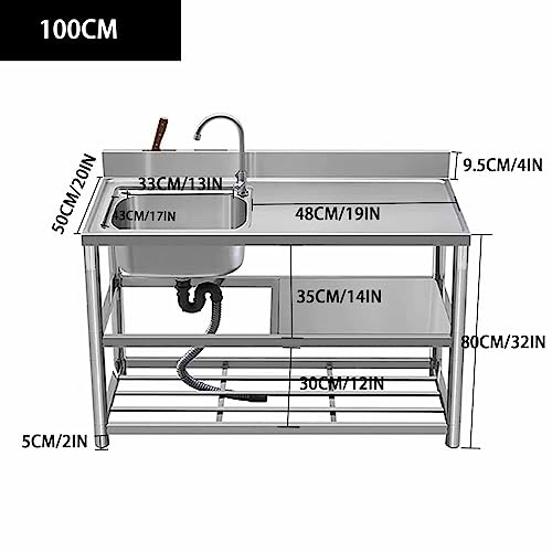 Kitchen sinks, stainless sink, water trough,Stainless steel material, 200mm groove depth, double turret design, all steel drain, suitable for kitchen, bathroom, balcony, bar, hotel, hospital, school (