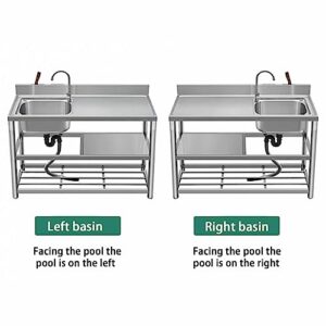 Kitchen sinks, stainless sink, water trough,Stainless steel material, 200mm groove depth, double turret design, all steel drain, suitable for kitchen, bathroom, balcony, bar, hotel, hospital, school (