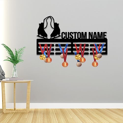 Metal Sign Led Light, Custom Name Skating Medal Hanger with Led Light, Medal Holder Display Rack for Awards and Ribbons, Tiered Award Rack, Sports Medal Hanger