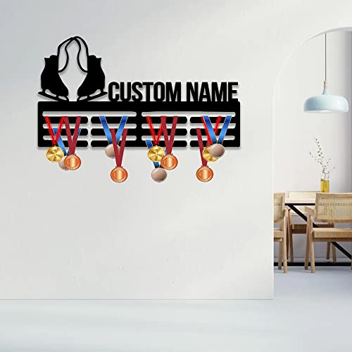 Metal Sign Led Light, Custom Name Skating Medal Hanger with Led Light, Medal Holder Display Rack for Awards and Ribbons, Tiered Award Rack, Sports Medal Hanger