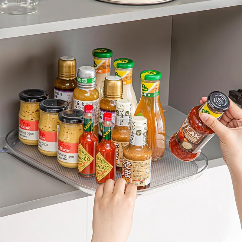 Zewkr Countertop Condiment Storage Rack, Household Rotating Storage Rack, Transparent Condiment Square can Turn The Refrigerator Turntable