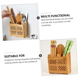 EXQUIMEUBLE 1pc Drain Chopsticks Holder Utensil Drying Rack Desktop Storage Basket Kitchen Wooden Stand Wooden Spoon Holder Wooden Drying Rack for Clothes Chopsticks Holder Household