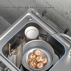 ORNBDDM Commercial Stainless Steel Sink，Stainless Steel Utility Sink,Single Bowl Commercial Kitchen Sink w/Workbench, Utility Kitchen Sinks W/Faucet/Drain Kit 90 * 50 * 80cm/35.4 * 19.7 * 31.5in A