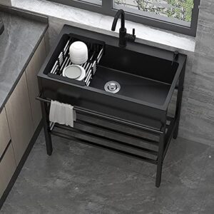 commercial kitchen sink，commercial kitchen prep utility sink， stainless steel utility sink,stainless steel prep & utility sink for restaurant, kitchen, outdoor 90*45*86cm/35.4*17.7*33.9in