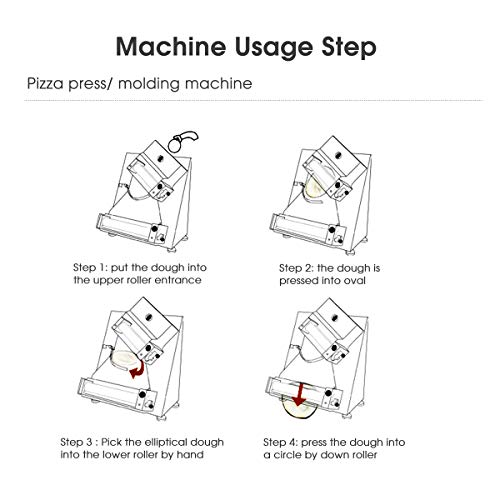 Commercial Dough Roller Sheeter,370W Automatic Pizza Dough Roller Sheeter Machine,Electric Pizza Dough Roller Machine,Pizza Pastry Forming Machine for Noodle Pizza Bread, Thickness 0.5-5.5mm (40c