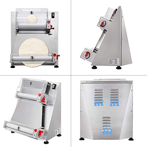 Commercial Dough Roller Sheeter,370W Automatic Pizza Dough Roller Sheeter Machine,Electric Pizza Dough Roller Machine,Pizza Pastry Forming Machine for Noodle Pizza Bread, Thickness 0.5-5.5mm (40c