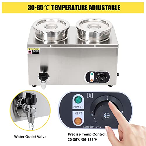 Commercial Countertop Food Warmer,1000W Electric Food Warmer,14L Stainless Steel Countertop Soup Pot,Professional Soup Warmer Heat Preservation Machine for Chocolate, Cheese, Pearls, Sago,30-85℃