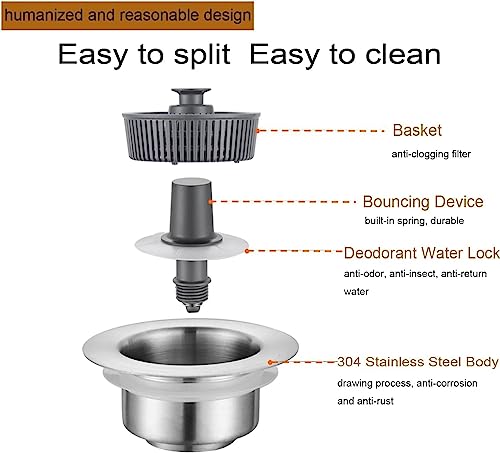 3-in-1 Stainless Steel Sink Aid,Kitchen Sink Drain Strainer,Kitchen Sink Drain Basket,Kitchen Sink Odor Filter (Color : 1pcs)