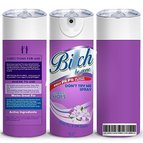 TUMBTU Bitch be Gone Insulated Skinny Tumblers Funny gift 20oz - Reusable Stainless Steel Water Bottle for Hot & Cold Drinks Tea Cup Iced Coffee Travel Cup Coffee Mug with Lid Fake Nozzle