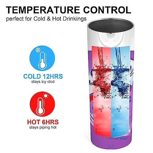 TUMBTU Bitch be Gone Insulated Skinny Tumblers Funny gift 20oz - Reusable Stainless Steel Water Bottle for Hot & Cold Drinks Tea Cup Iced Coffee Travel Cup Coffee Mug with Lid Fake Nozzle