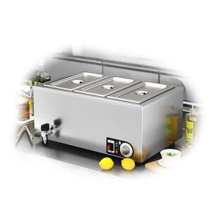 3-pan commercial food warmer, 1.5kw electric steam table 4l*3, professional stainless steel buffet for catering and restaurants 60 * 38 * 25cm