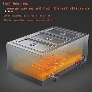 3-Pan Commercial Food Warmer, 1.5KW Electric Steam Table 4L*3, Professional Stainless Steel Buffet for Catering and Restaurants 60 * 38 * 25cm