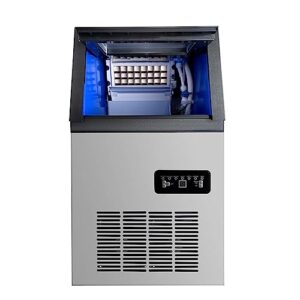 SmaketBuy Commercial Ice Maker Machine 90LBS/24H Stainless Steel Commercial Ice Maker Auto Operation 24LBS Storage 24 Cubes Freestanding Commercial Ice Cube Maker for Restaurant, Coffee Shop, Bar