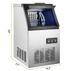 SmaketBuy Commercial Ice Maker Machine 90LBS/24H Stainless Steel Commercial Ice Maker Auto Operation 24LBS Storage 24 Cubes Freestanding Commercial Ice Cube Maker for Restaurant, Coffee Shop, Bar