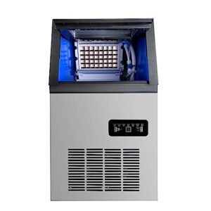 SmaketBuy Commercial Ice Maker Machine 110LBS/24H Stainless Steel Commercial Ice Maker Auto Operation 24LBS Storage 32 Cubes Freestanding Commercial Ice Cube Maker for Restaurant, Coffee Shop, Bar