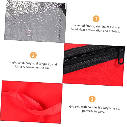 SOLUSTRE Catering Bag 1pc Portable Cooler Bag Water Resistant Tote Bag Portable Heating Lunch Box Foldable Tote Bag Insulated Shopping Bag Thermal Bag Take-out Insulated Bag Red