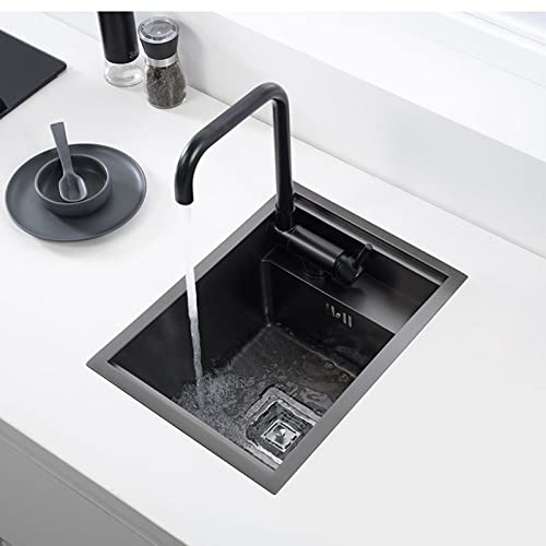 oiakus Hidden Stainless Steel Sink, Kitchen Sink Single Bowl, Small Size Bar Sink Workstation, with Folding Tap and Drain Kit, Topmount/Undermount Moun, 45 * 30cm