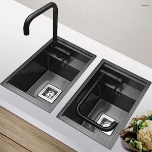 oiakus Hidden Stainless Steel Sink, Kitchen Sink Single Bowl, Small Size Bar Sink Workstation, with Folding Tap and Drain Kit, Topmount/Undermount Moun, 45 * 30cm