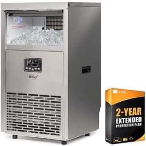 deco chef commercial ice maker, 99lb/24 hours, 33lb storage capacity, stainless steel, with 2 year enhanced protection bundle