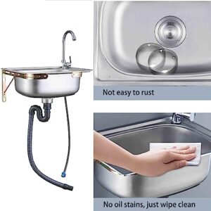 Stainless Steel Sink utility sink single bowl wall mount utility sink Commercial Wall Mount Hand Basin for Restaurant, Kitchen and Home kitchen sink and faucet combo set ( Size : 52*38*20cm/21*15*8in