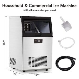 GARVEE Commercial Ice Maker, Creates160 LBS in 24H, Commercial Ice Machine with 44 LBS Ice Storage Capacity, Ice Maker Machine with Auto Self-Cleaning, Each Tray Can Make 60 Pieces of Ice.