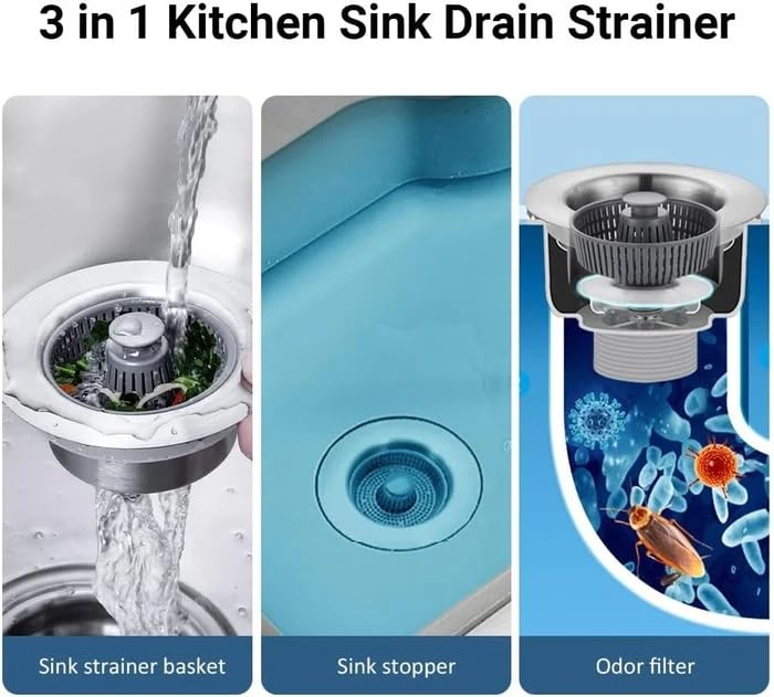 3-in-1 Stainless Steel Sink Aid,And no more stinky kitchen (1PC)