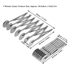 HOHXFYP Pastry Cutter, Versatile Multi Wheel Dough Roller Divider, Durable Stainless Steel Dough Roller Cutter for Cut Evenly Into Pastries, Dough, Pizzas, and Cakes(11.4in-Silver)