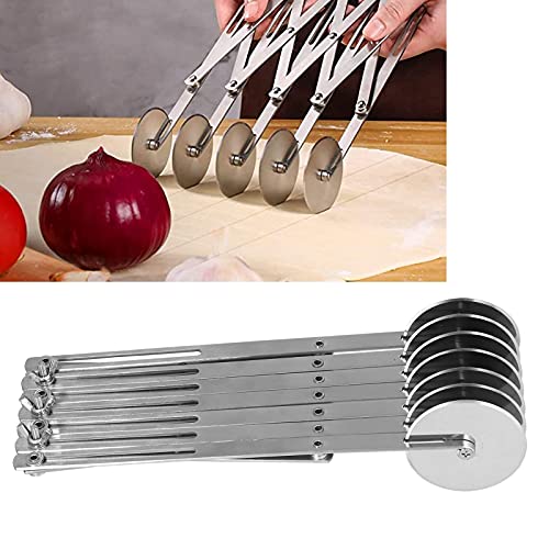 HOHXFYP Pastry Cutter, Versatile Multi Wheel Dough Roller Divider, Durable Stainless Steel Dough Roller Cutter for Cut Evenly Into Pastries, Dough, Pizzas, and Cakes(11.4in-Silver)