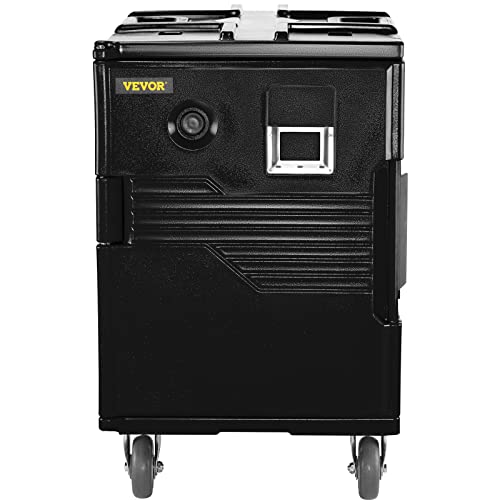 VEVOR Insulated Food Pan Carrier, 82 Qt Capacity Hot Box, Food-Grade LLDPE Material, Front Loading Portable Food Warmer w/Handles, End Loader w/Wheels for Restaurant, Canteen, etc. Black